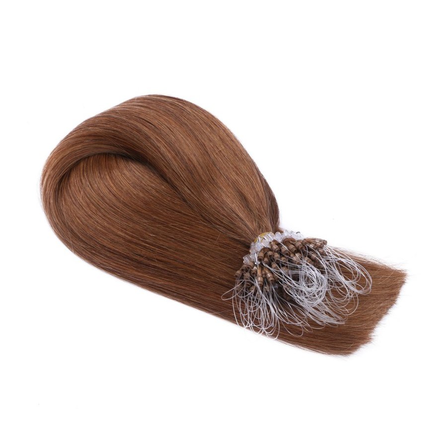 25 x Micro Ring / Loop - 8 Goldbraun - Hair Extensions 100% 