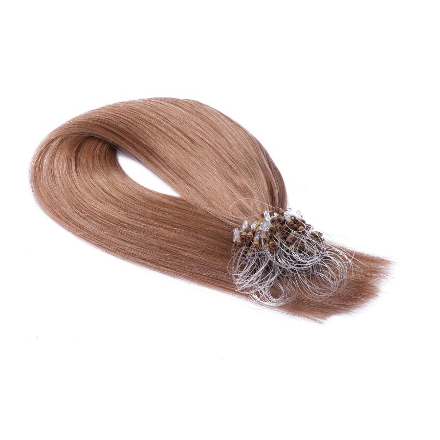 25 x Micro Ring / Loop - 12 Hellbraun - Hair Extensions 100%