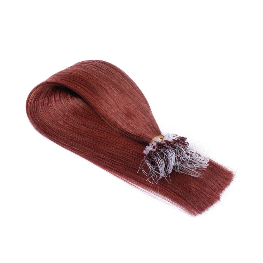 25 x Micro Ring / Loop - 14 Rot - Hair Extensions 100% Echth