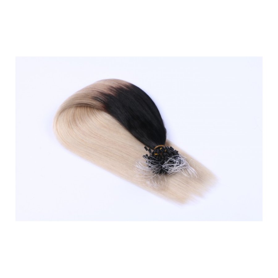 25 x Micro Ring / Loop - 1b/Grey Ombre - Hair Extensions 100