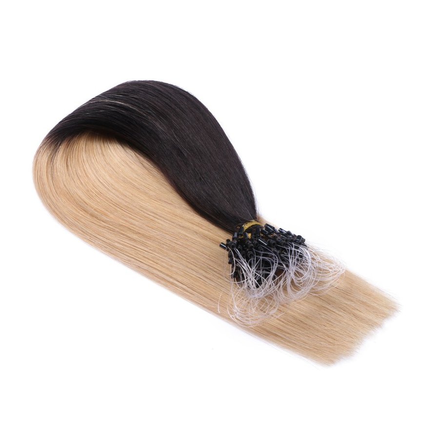 25 x Micro Ring / Loop - 1b/24 Ombre - Hair Extensions 100% 