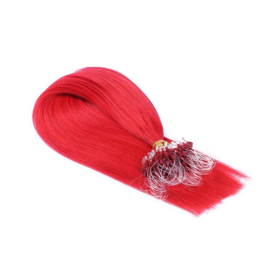 25 x Micro Ring / Loop - Red - Hair Extensions 100% Echthaar