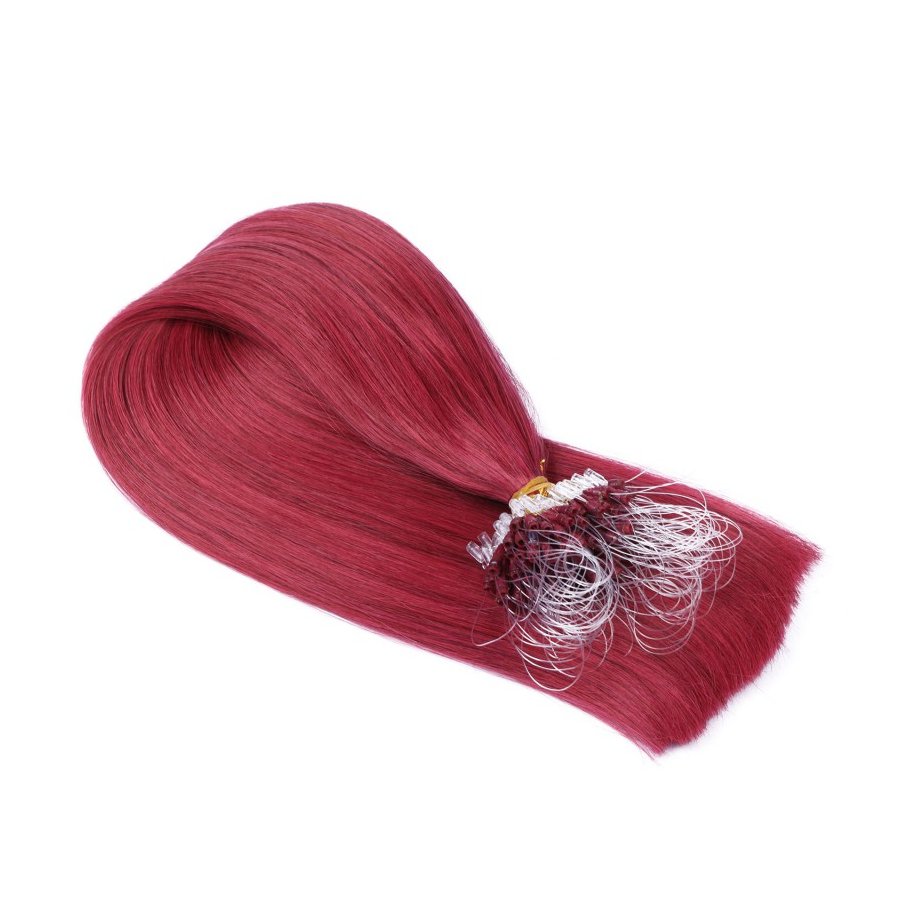 25 x Micro Ring / Loop - Burg - Hair Extensions 100% Echthaa
