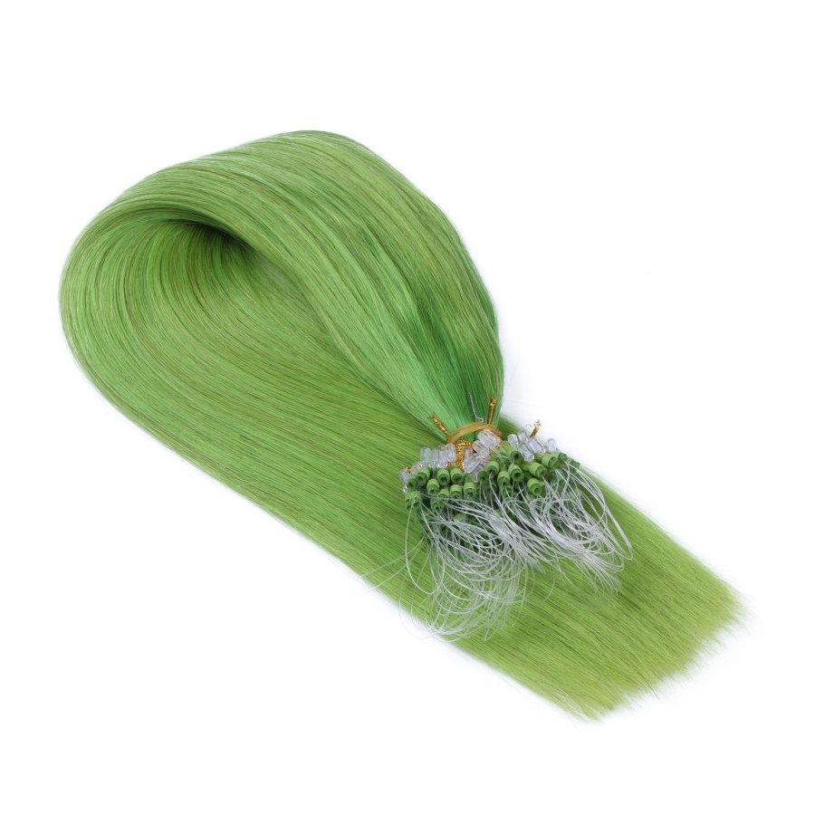 25 x Micro Ring / Loop - Grün - Hair Extensions 100% Ec