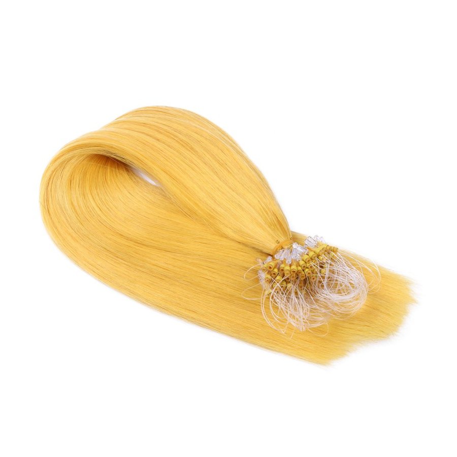 25 x Micro Ring / Loop - Yellow - Hair Extensions 100% Echth