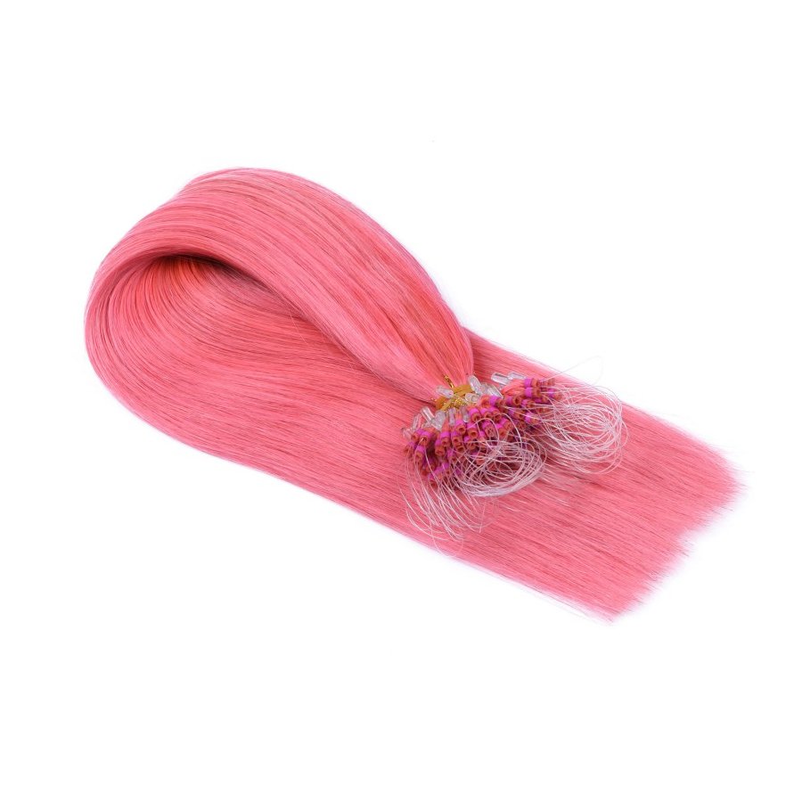 25 x Micro Ring / Loop - Pink - Hair Extensions 100% Echthaa
