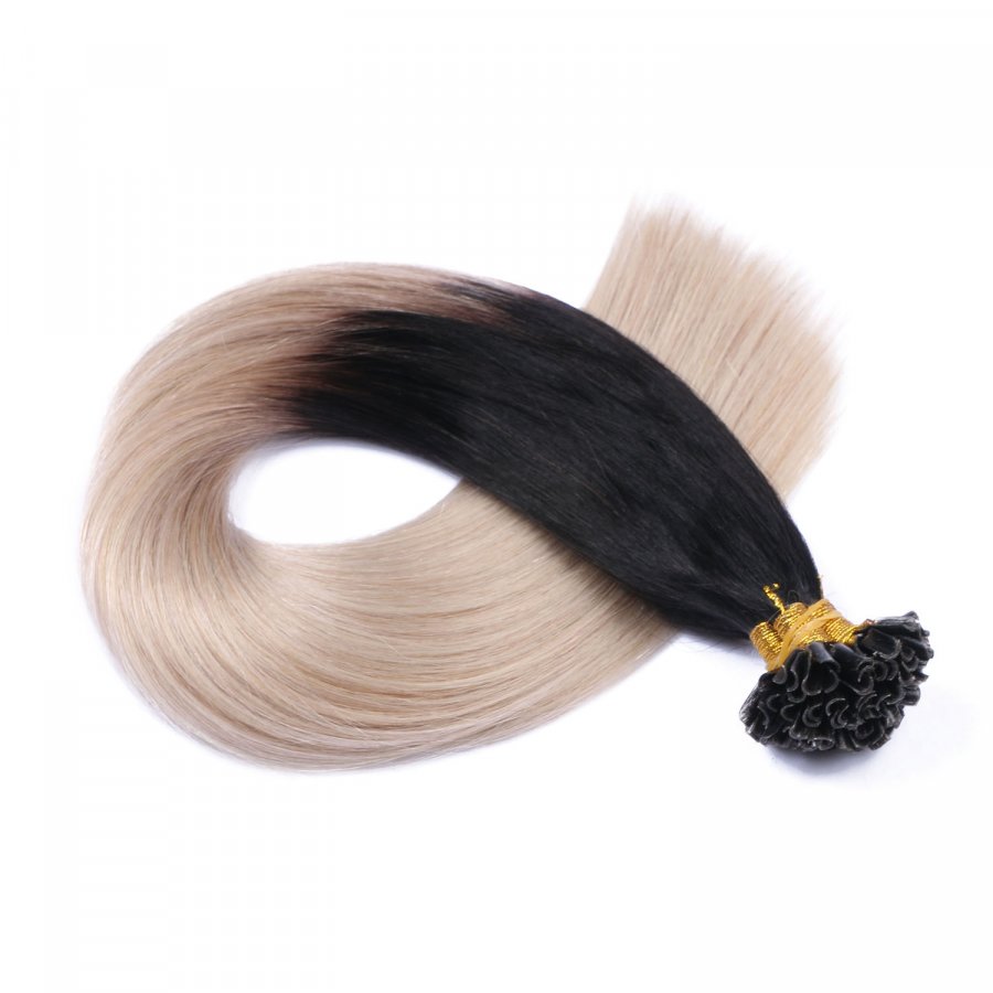 25 x Keratin Bonding Hair Extensions - 1b/Grey Ombre - 120% 
