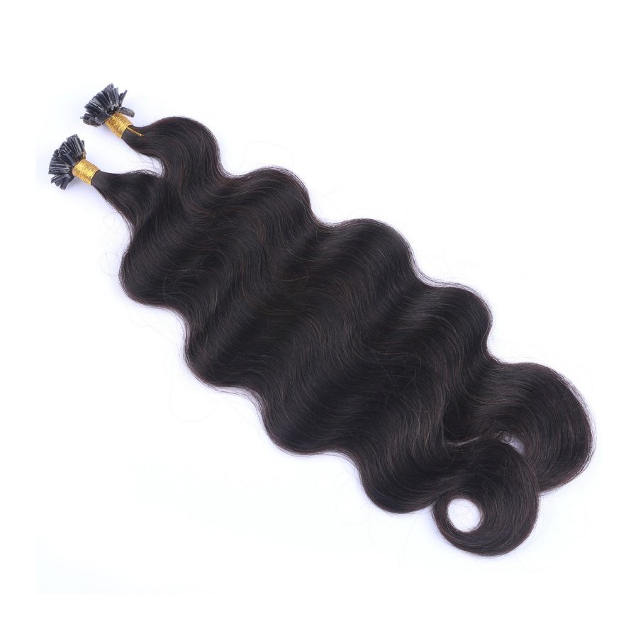 25 Keratin Bonding Hair Extensions - 1b Schwarzbraun - GEWEL