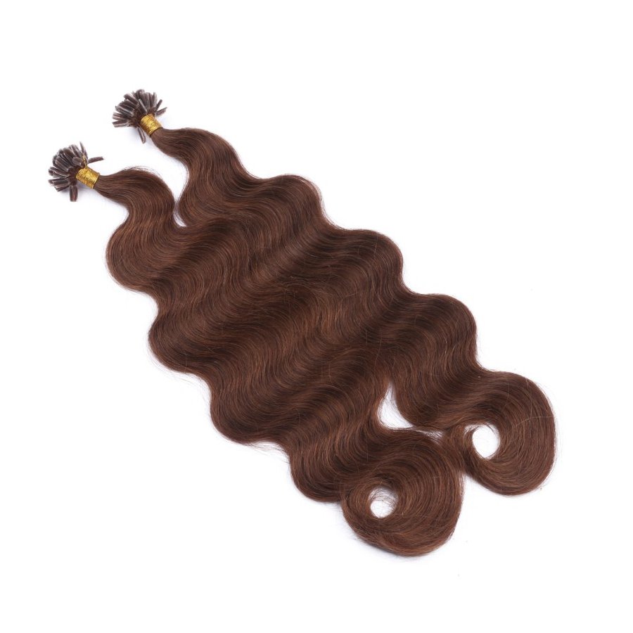 25 Keratin Bonding Hair Extensions - 4 Schokobraun - GEWELLT