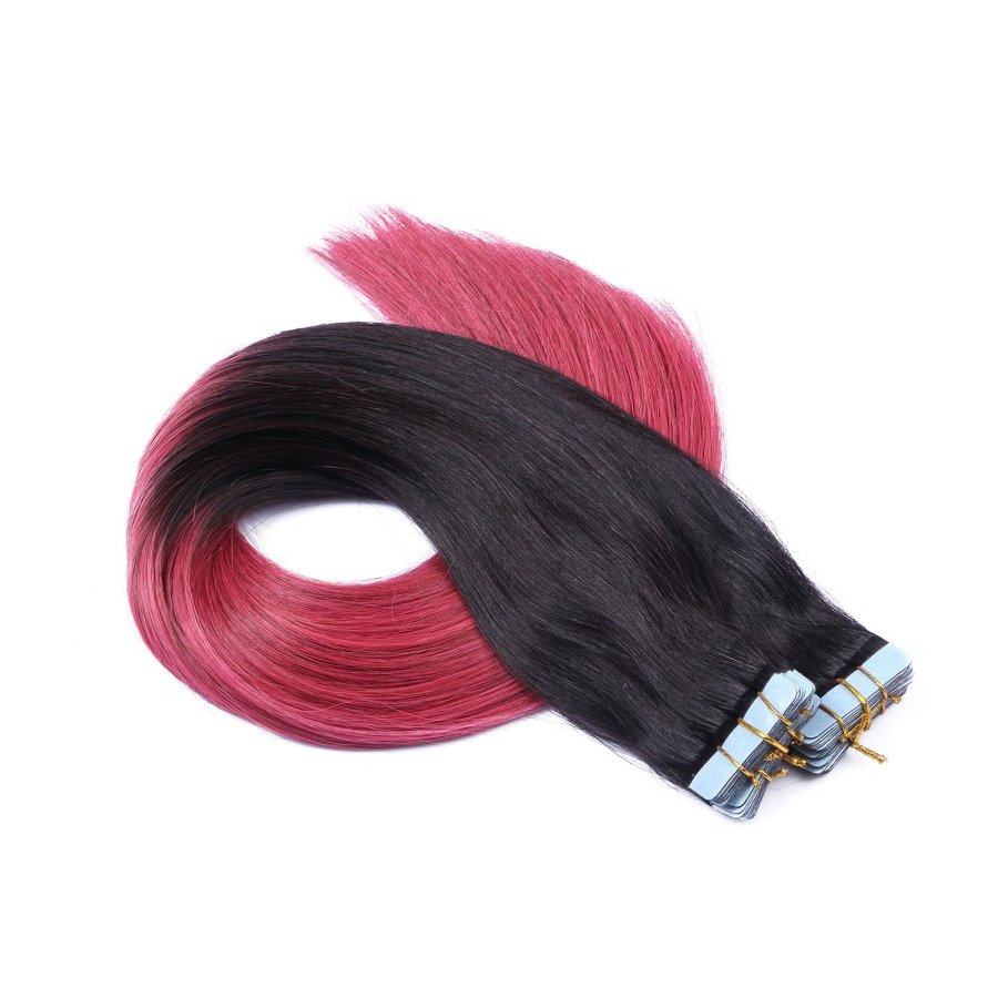 10 x Tape In - 1b/Burg Ombre - Hair Extensions - 2,5g - NOVO