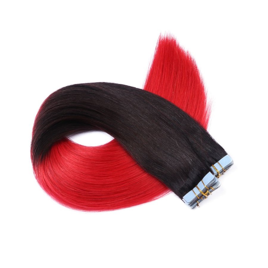 10 x Tape In - 1b/Red Ombre - Hair Extensions - 2,5g - NOVON
