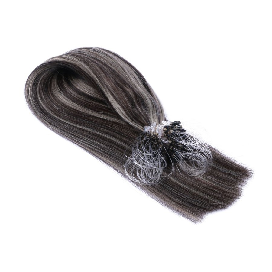 25 x Micro Ring / Loop - 1b/Grey Gesträhnt - Hair Exten