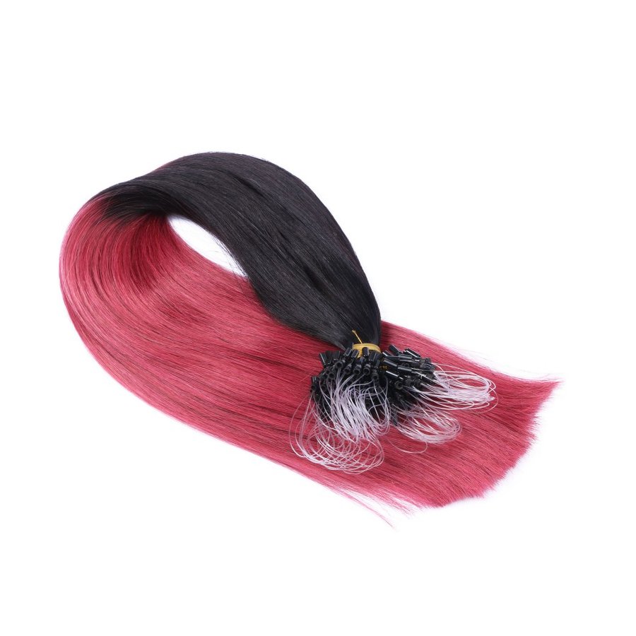 25 x Micro Ring / Loop - 1B/Burg Ombre - Hair Extensions 100