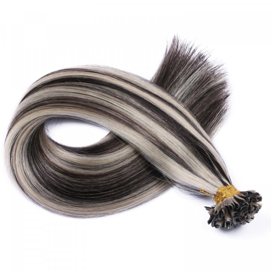 25 x Keratin Bonding Hair Extensions - 1b/Grey Gesträhn