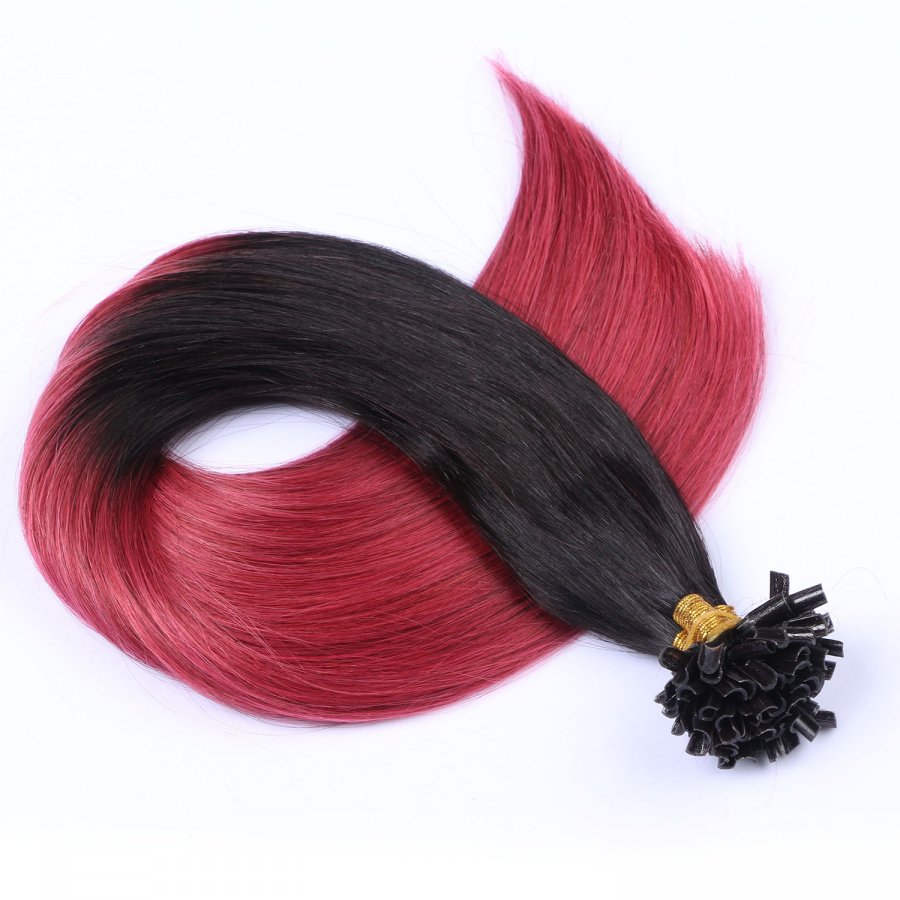 25 x Keratin Bonding Hair Extensions - 1b/Burg Ombre - 120% 