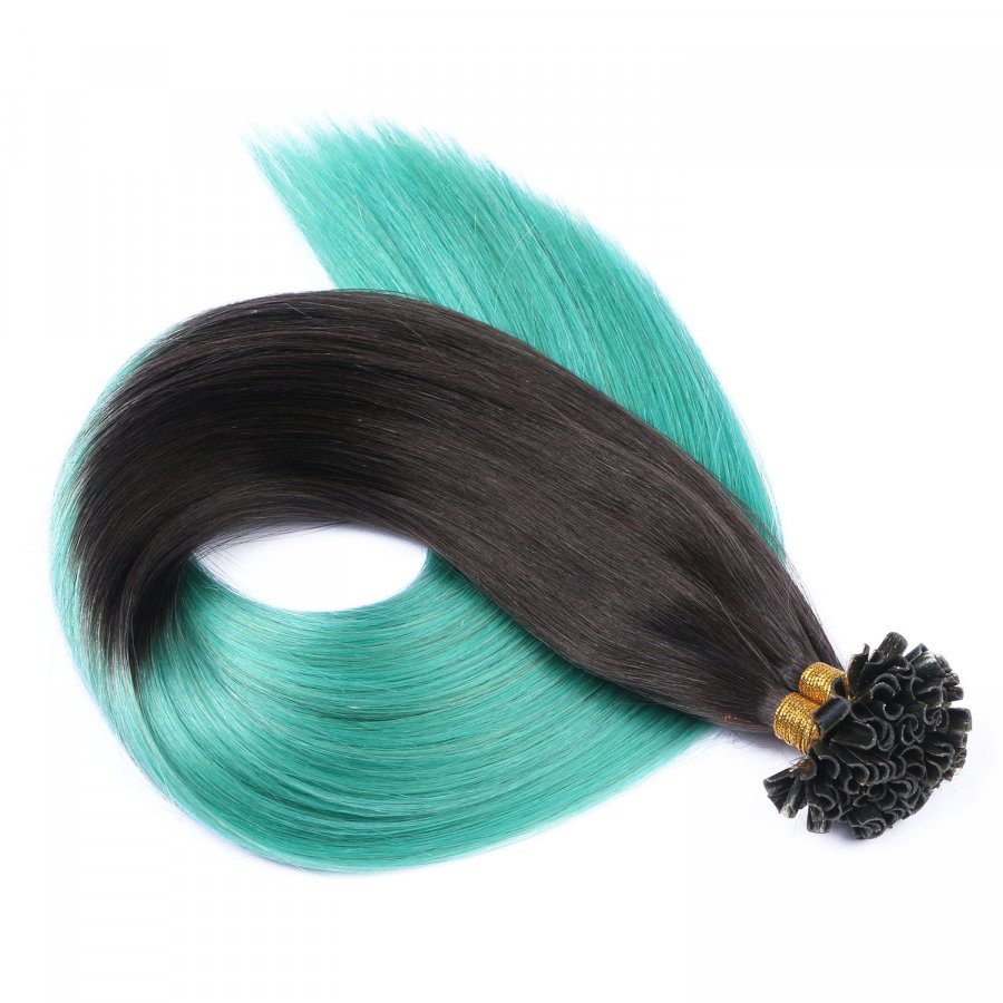 25 x Keratin Bonding Hair Extensions - 1b/Sky Ombre - 120% E