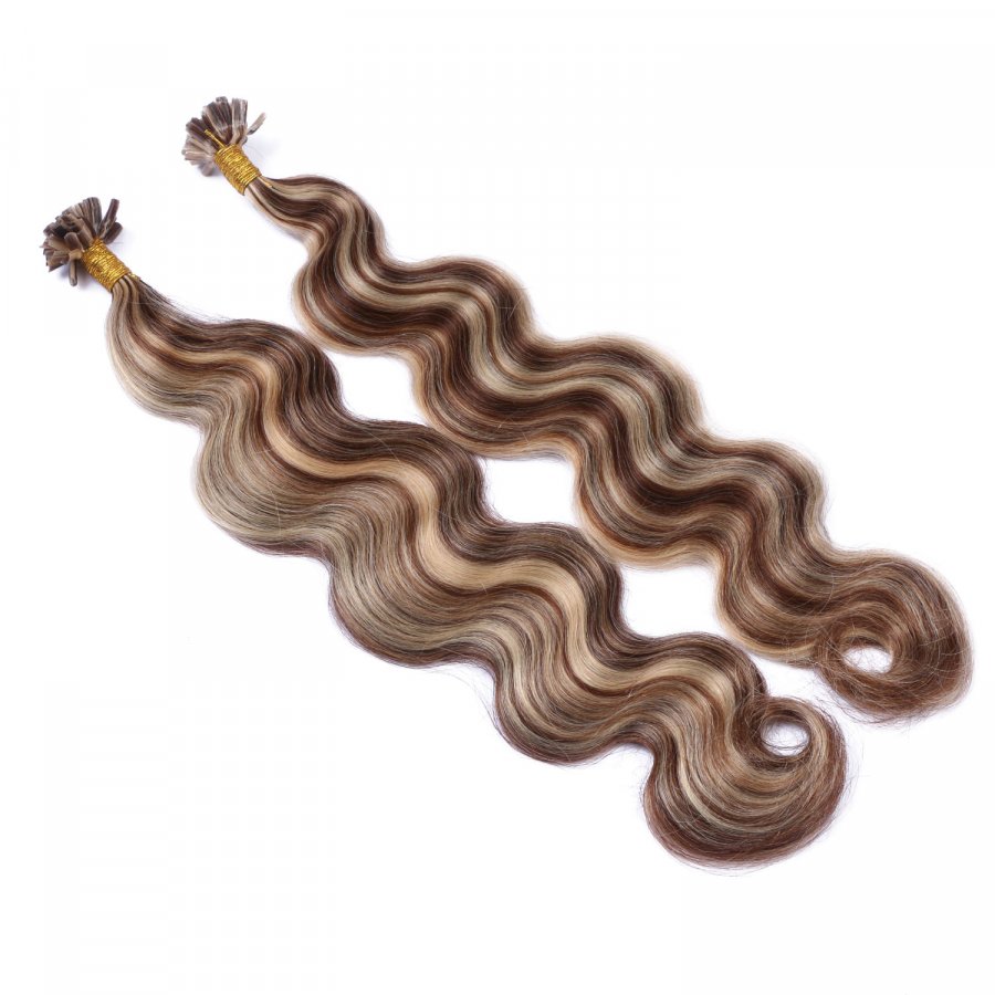 25 Keratin Bonding Hair Extensions - 4/24 Gesträhnt - G