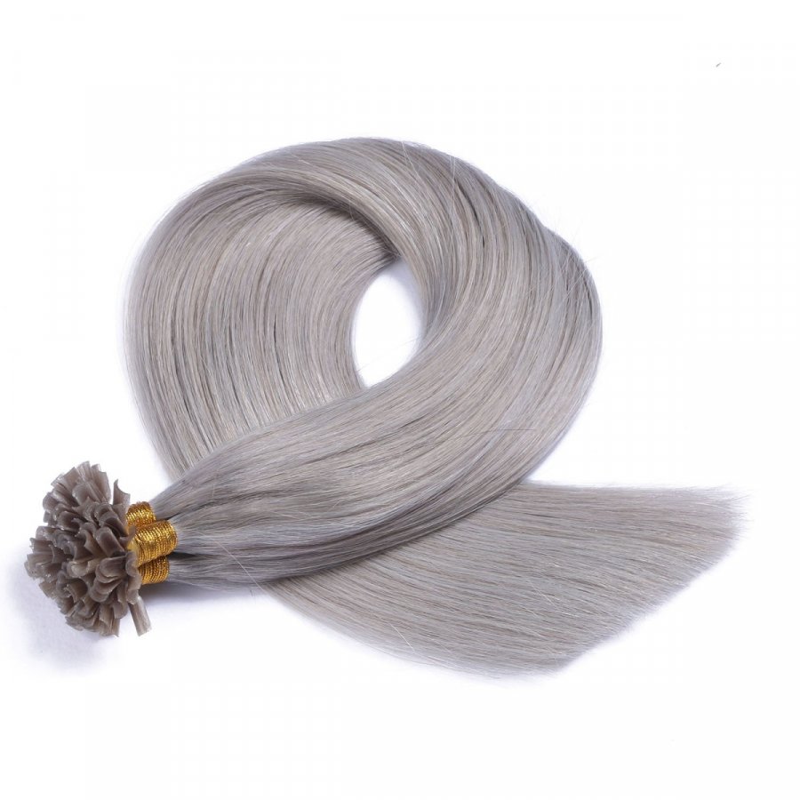 25 x Keratin Bonding Hair Extensions - Silver - 120% Echthaa