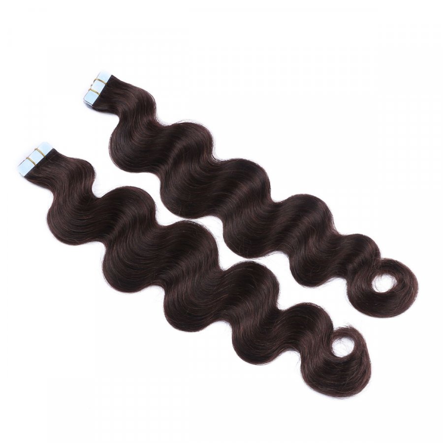 10 x Tape In - 2 - Dunkelbraun - GEWELLT Hair Extensions - 2