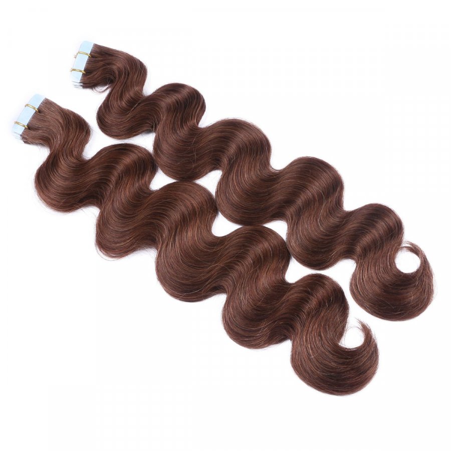 10 x Tape In - 4 - Schokobraun - GEWELLT Hair Extensions - 2