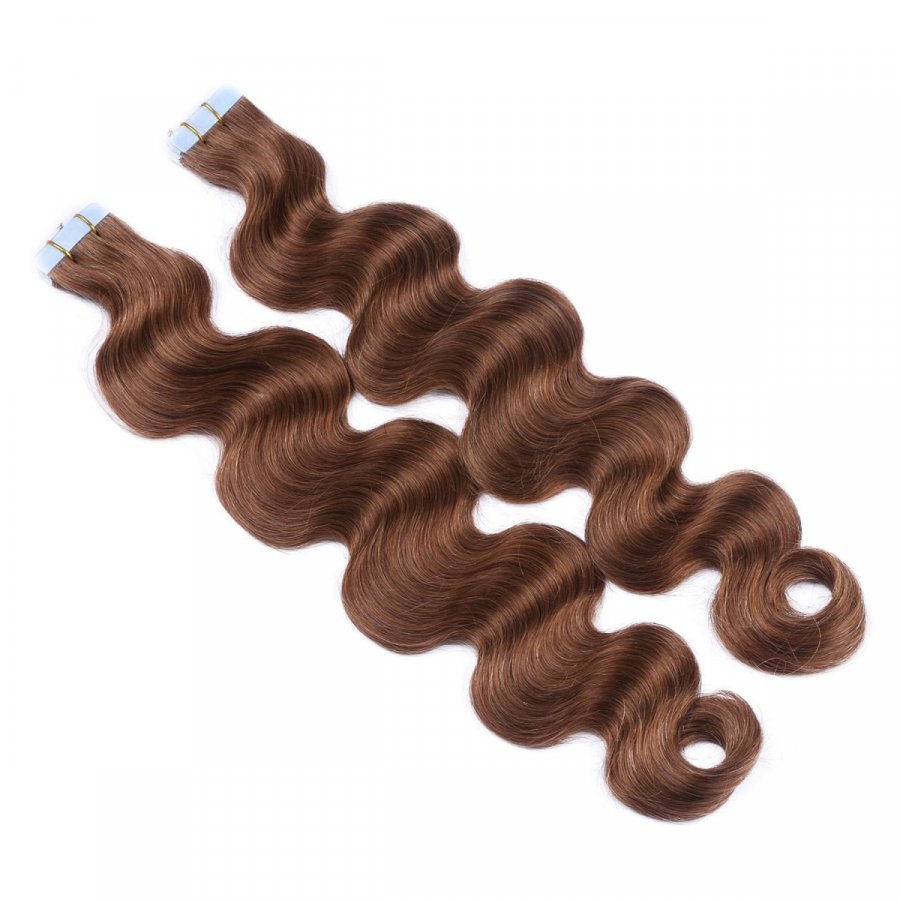 10 x Tape In - 8 - Goldbraun - GEWELLT Hair Extensions - 2,5