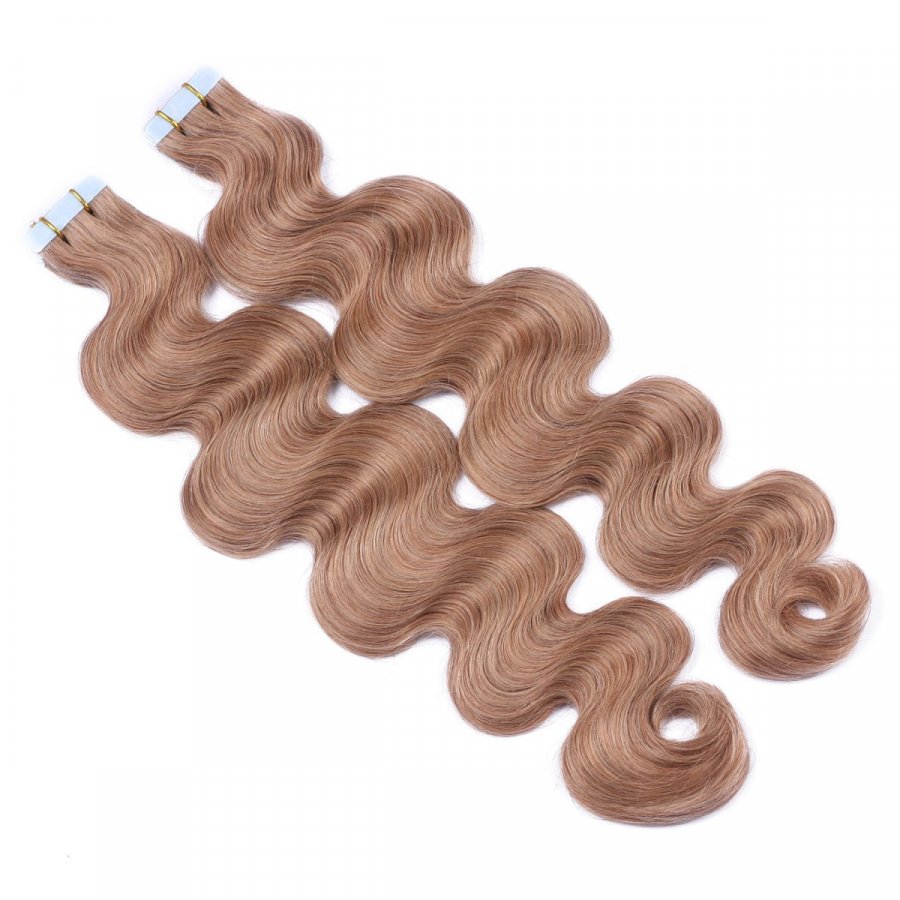 10 x Tape In - 12 - Hellbraun - GEWELLT Hair Extensions - 2,