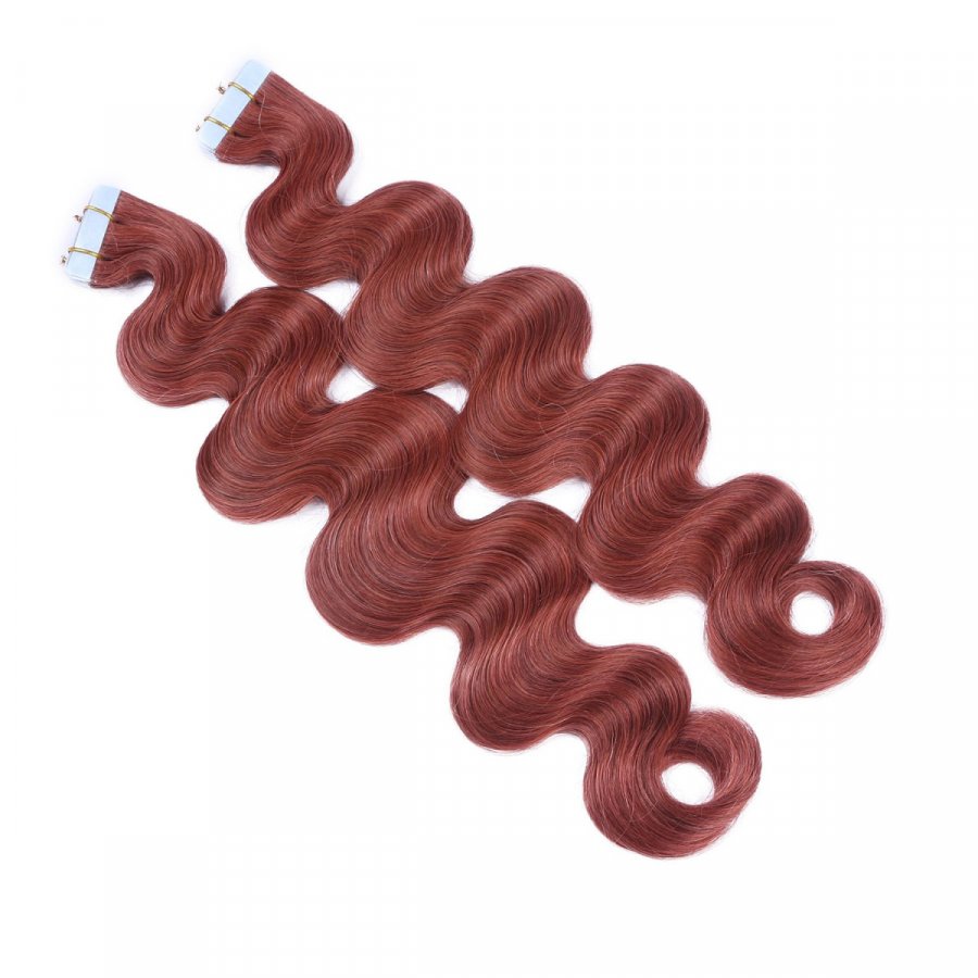 10 x Tape In - 14 - Rot - GEWELLT Hair Extensions - 2,5g - N