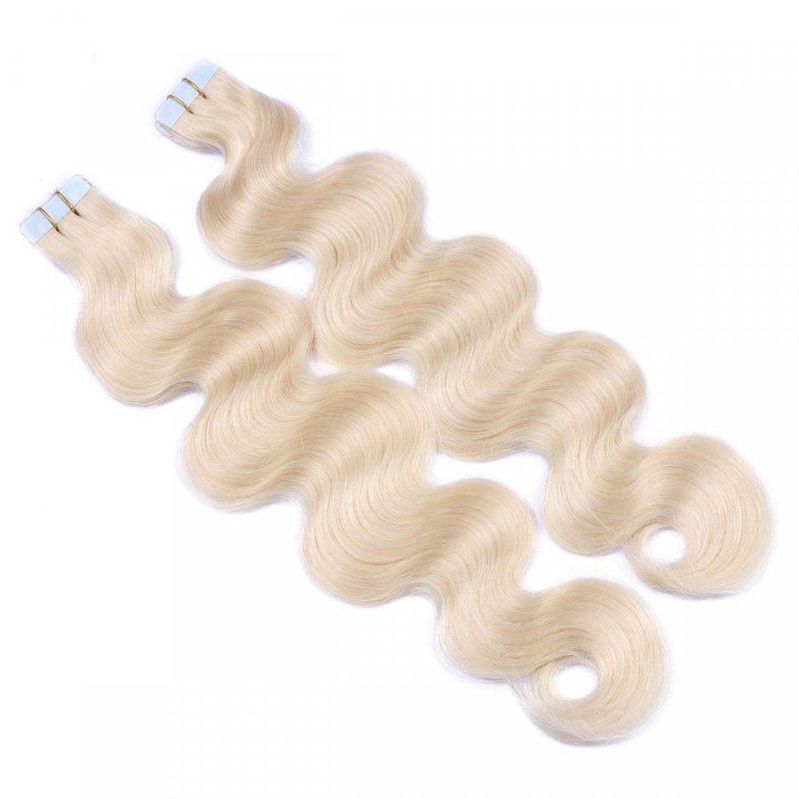 10 x Tape In - 60 - Weissblond - GEWELLT Hair Extensions - 2
