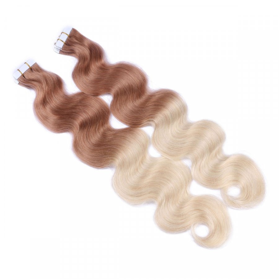 10 x Tape In - 12/60 Ombre - GEWELLT Hair Extensions - 2,5g 