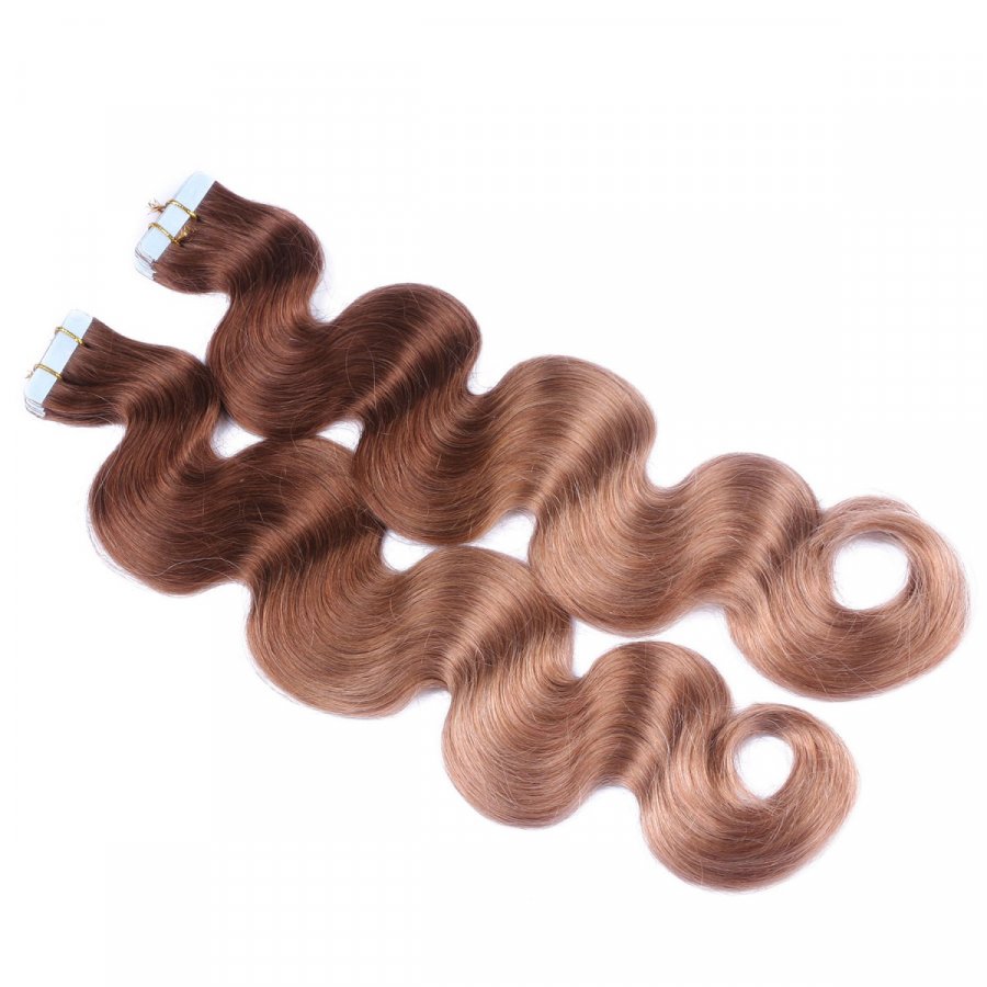 10 x Tape In - 4/27 Ombre - GEWELLT Hair Extensions - 2,5g -