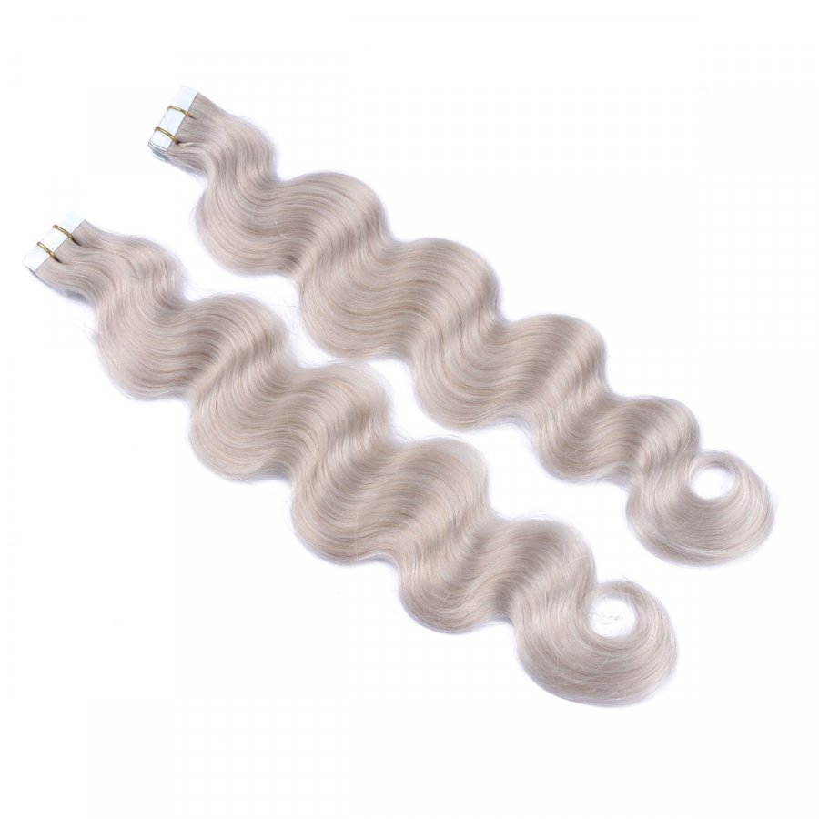 10 x Tape In - Grey / Grau - GEWELLT Hair Extensions - 2,5g 