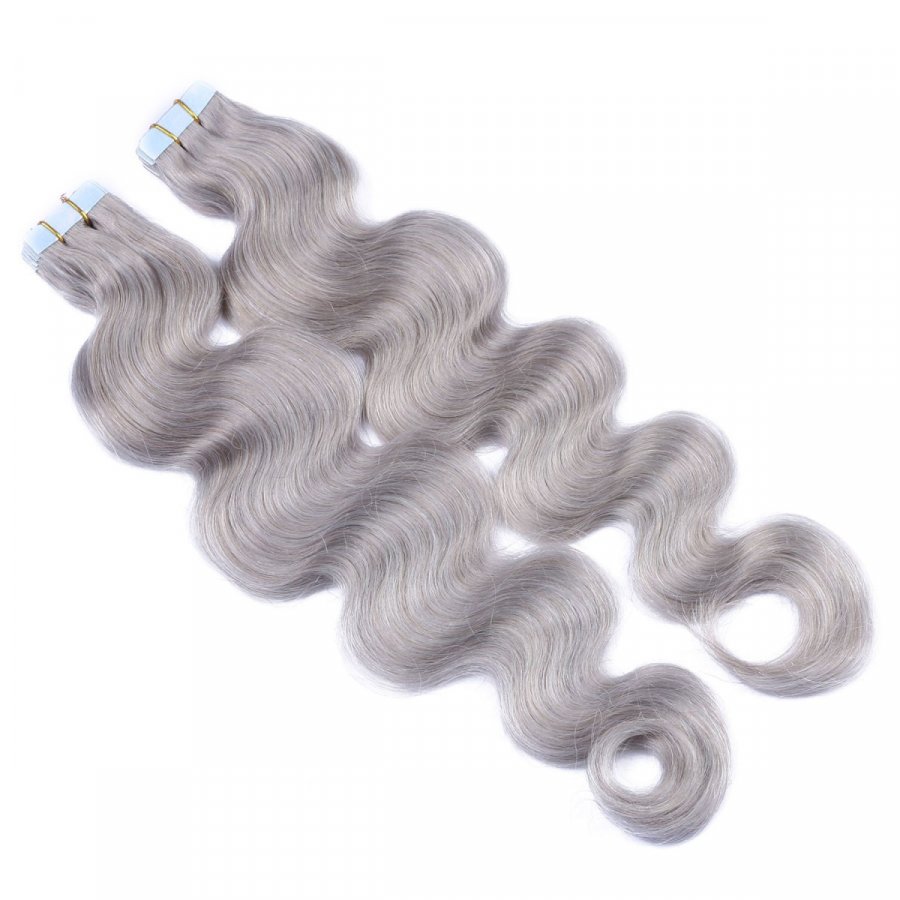 10 x Tape In - Silver - GEWELLT Hair Extensions - 2,5g - NOV