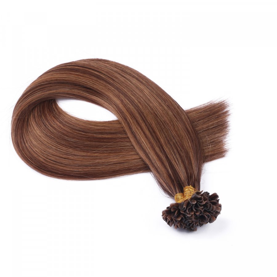 25 x Keratin Bonding Hair Extensions - 6/12 Gesträhnt -