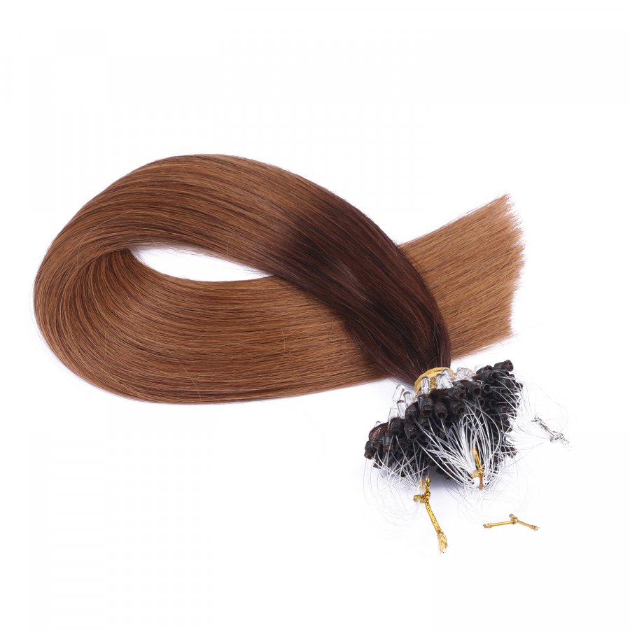 25 x Micro Ring / Loop - 2/8 Ombre - Hair Extensions 100% Ec