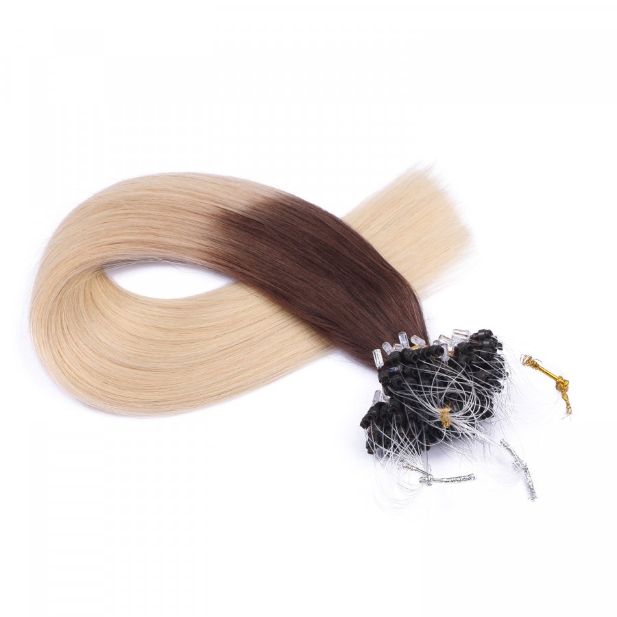 25 x Micro Ring / Loop - 2/60 Ombre - Hair Extensions 100% E