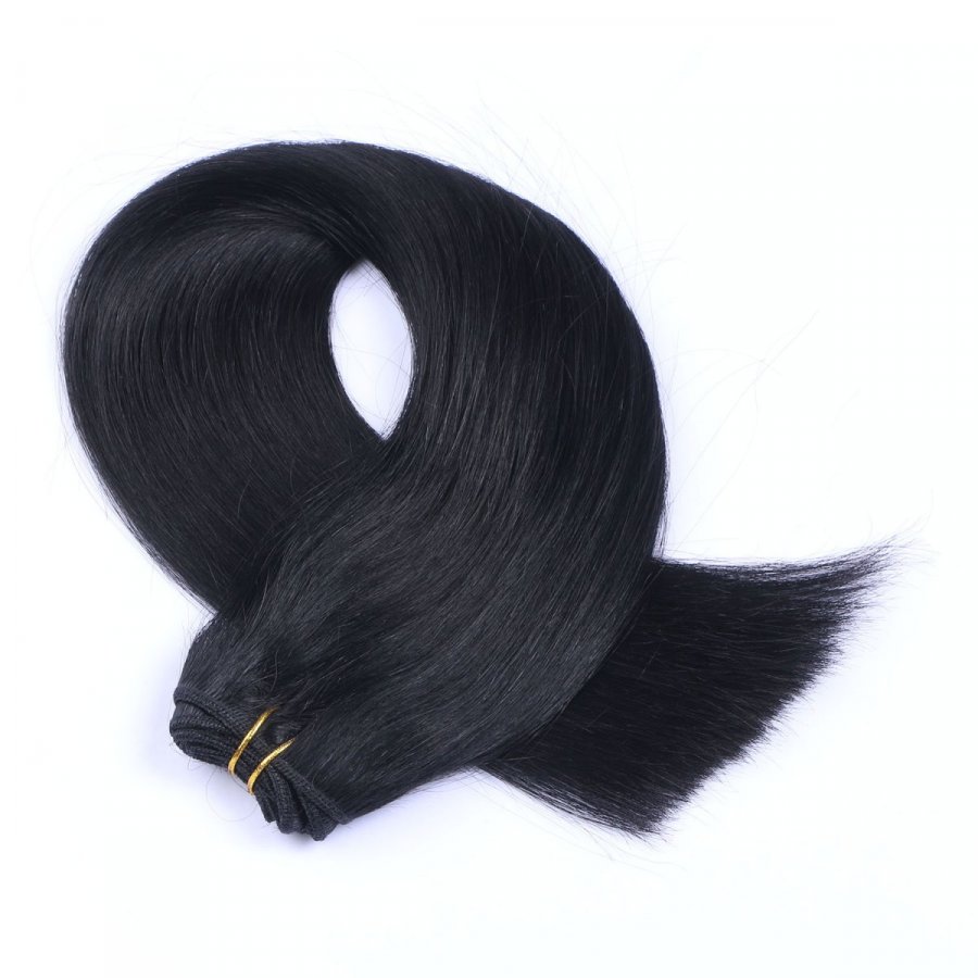 Echthaar Tressen - Weft Extentions - 1 Schwarz
