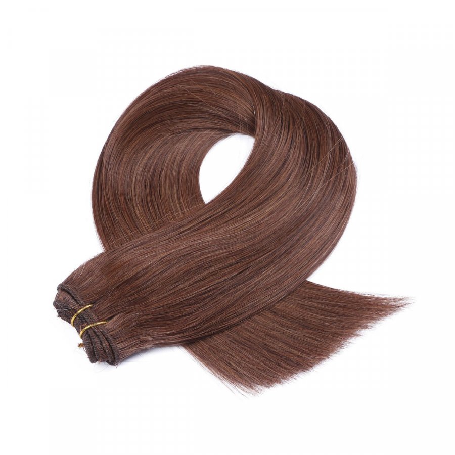 Echthaar Tressen - Weft Extentions - 4 Schokobraun