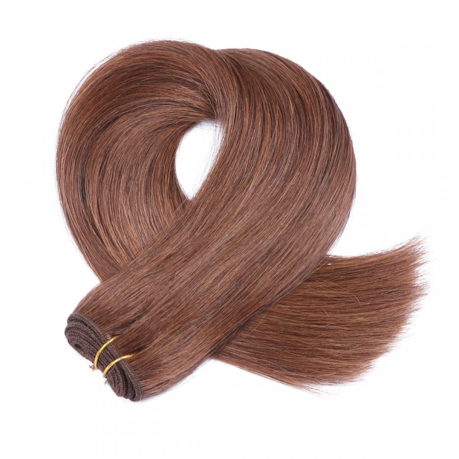 Echthaar Tressen - Weft Extentions - 6 Braun