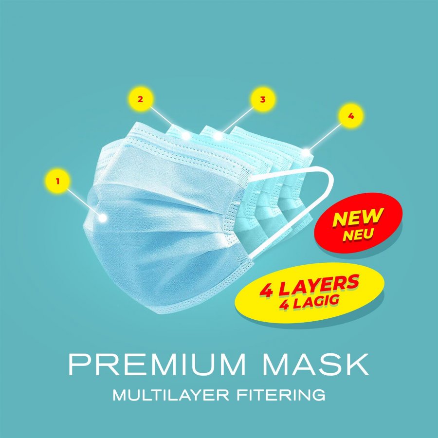 10er Pack 4-Lagig Schutzmaske Mundschutz box