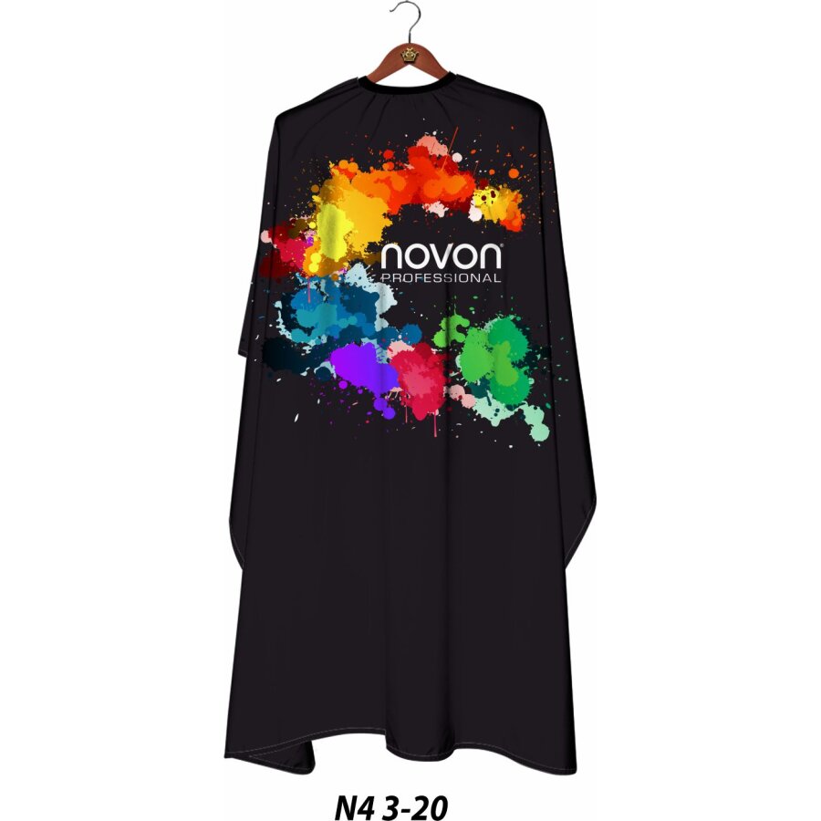 Novon Professional Hairdresser Cape/ Umhang - schwarz mit Fa