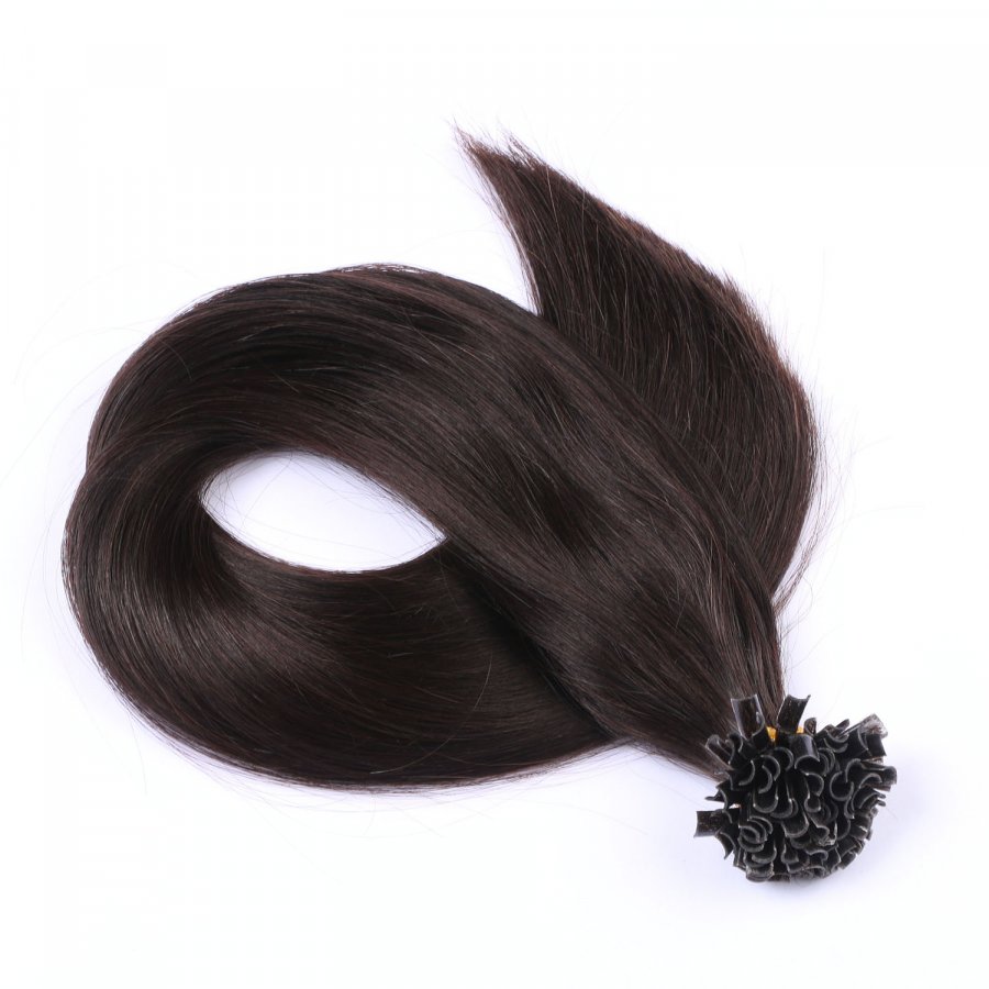 25 x Keratin Bonding Hair Extensions - 1b Schwarzbraun - 100