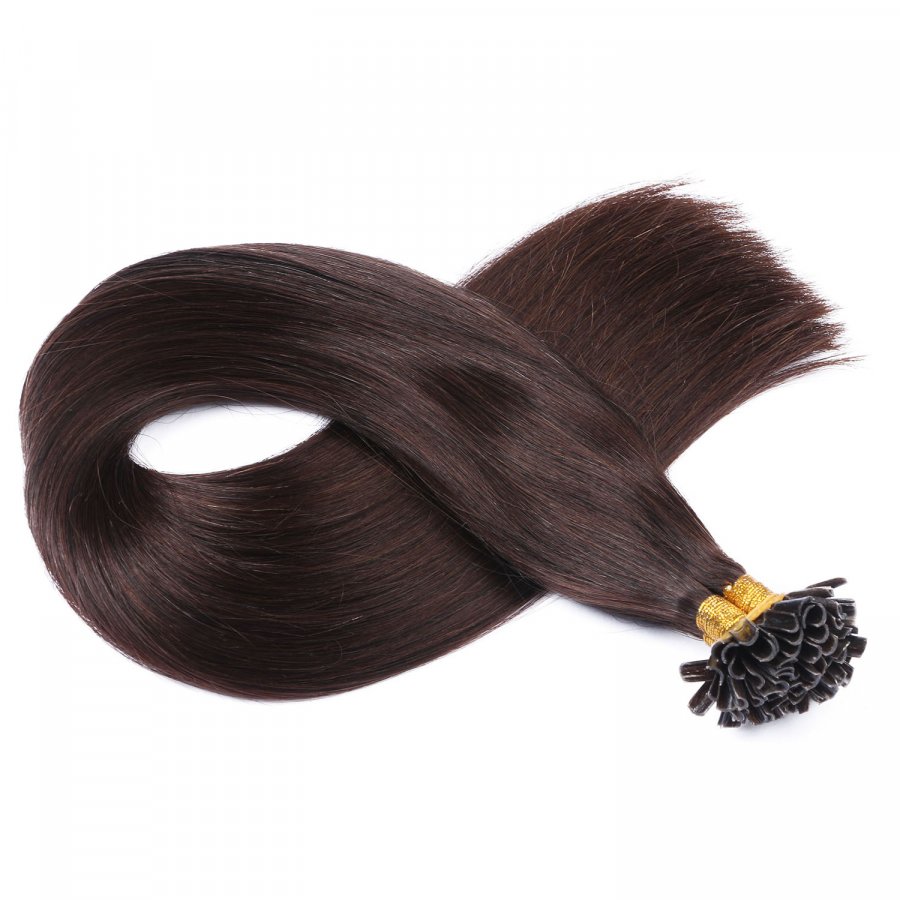 25 x Keratin Bonding Hair Extensions - 2 Dunkelbraun - 100% 