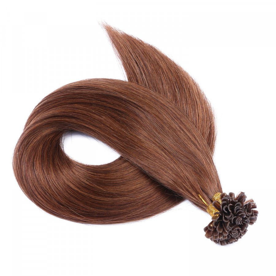 25 x Keratin Bonding Hair Extensions - 6 Braun - 100% Echtha