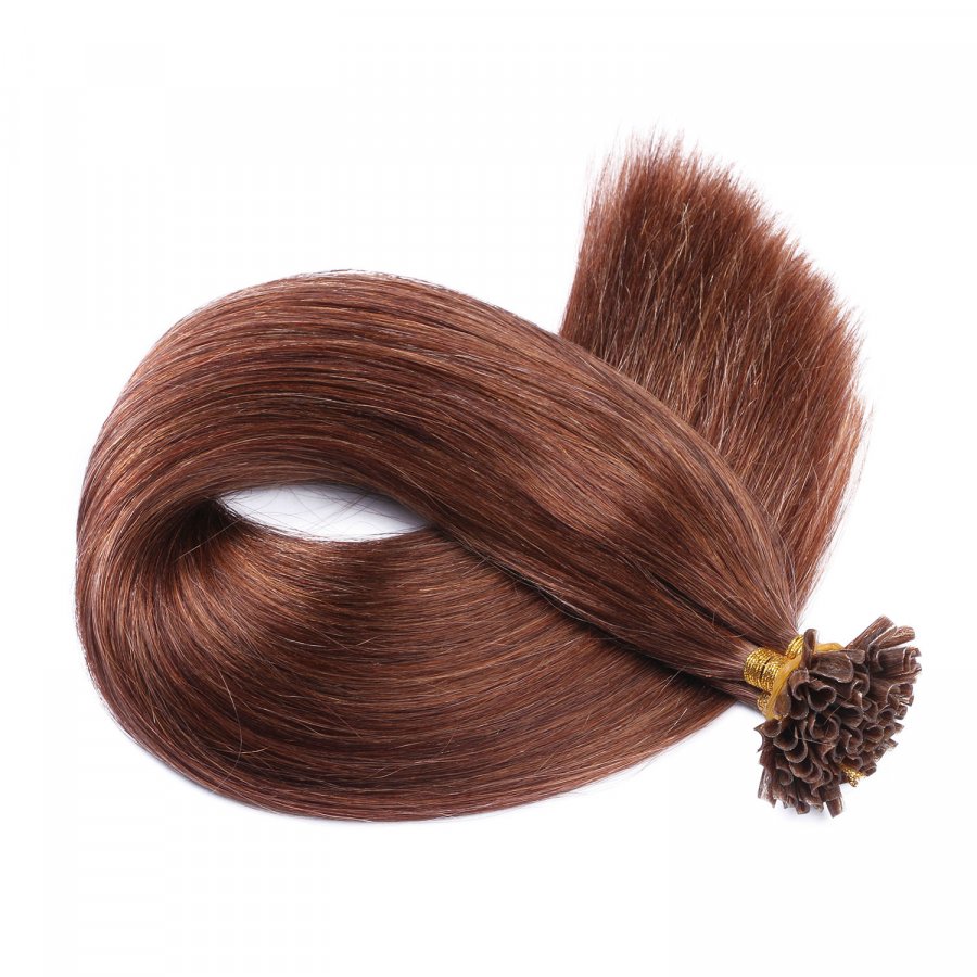 25 x Keratin Bonding Hair Extensions - 33 Rotbraun - 120% Ec