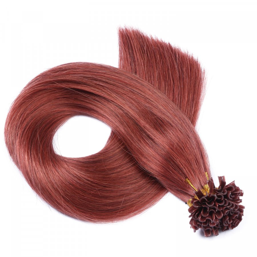 25 x Keratin Bonding Hair Extensions - 14 Rot - 120% Echthaa