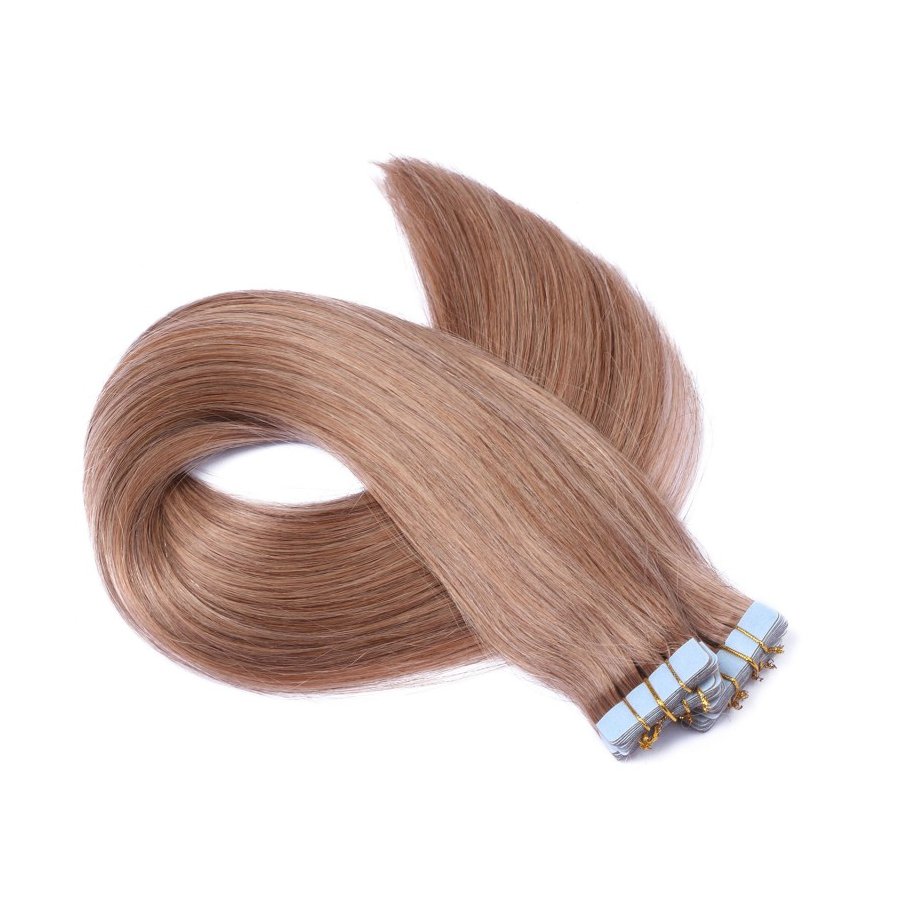 10 x Tape In - 12 Hellbraun - Hair Extensions - 2,5g - NOVON