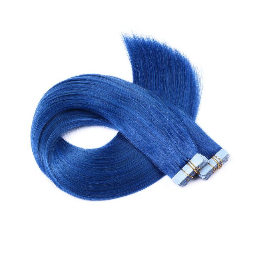 10 x Tape In - Blue - Hair Extensions - 2,5g - NOVON EXTENTI