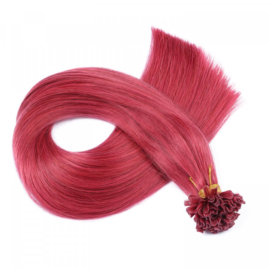 25 x Keratin Bonding Hair Extensions - Burg - 120% Echthaar 